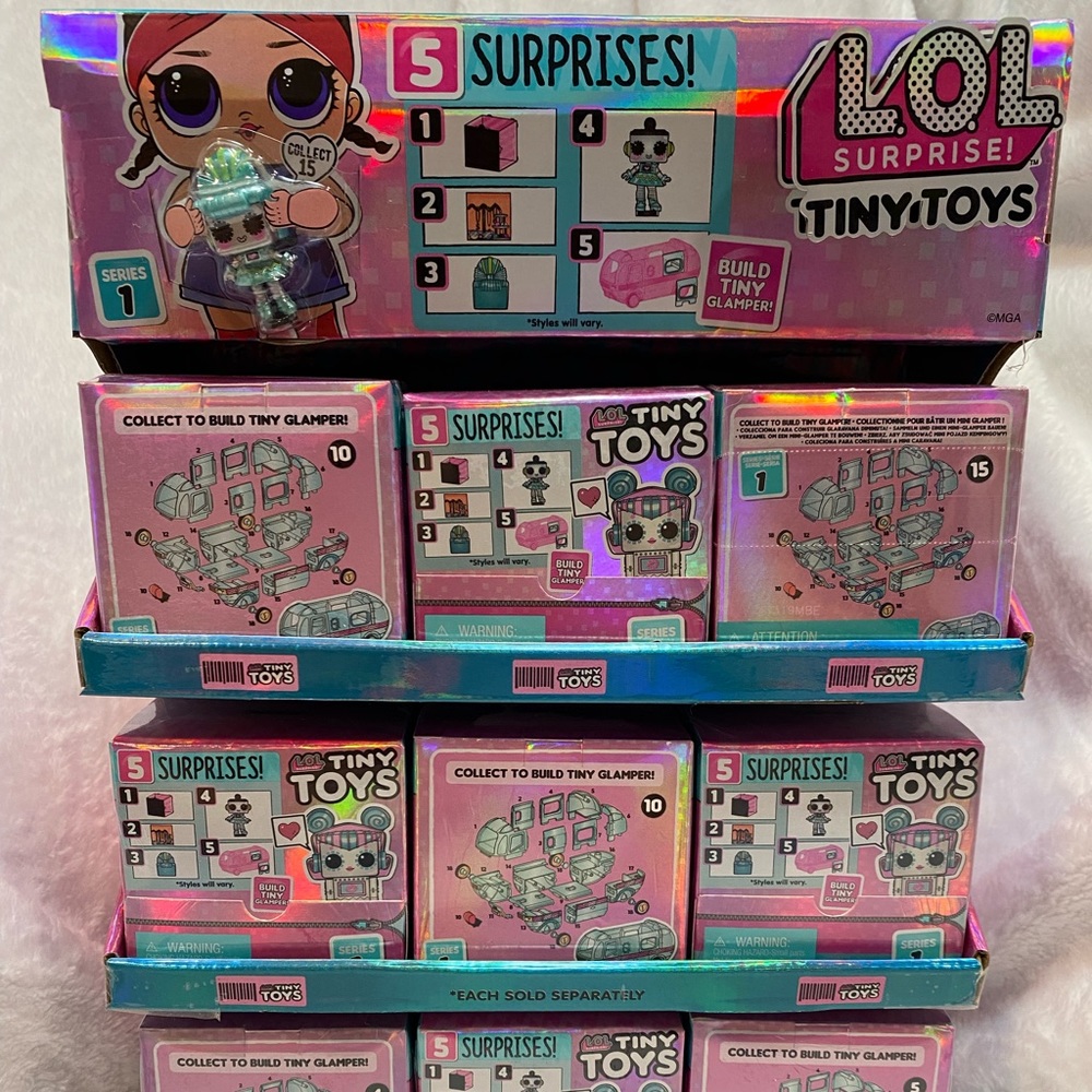 LOL Surprise Tiny Toys 18pk Series 1 Cube Blind Box Build Glamper w/Display! New